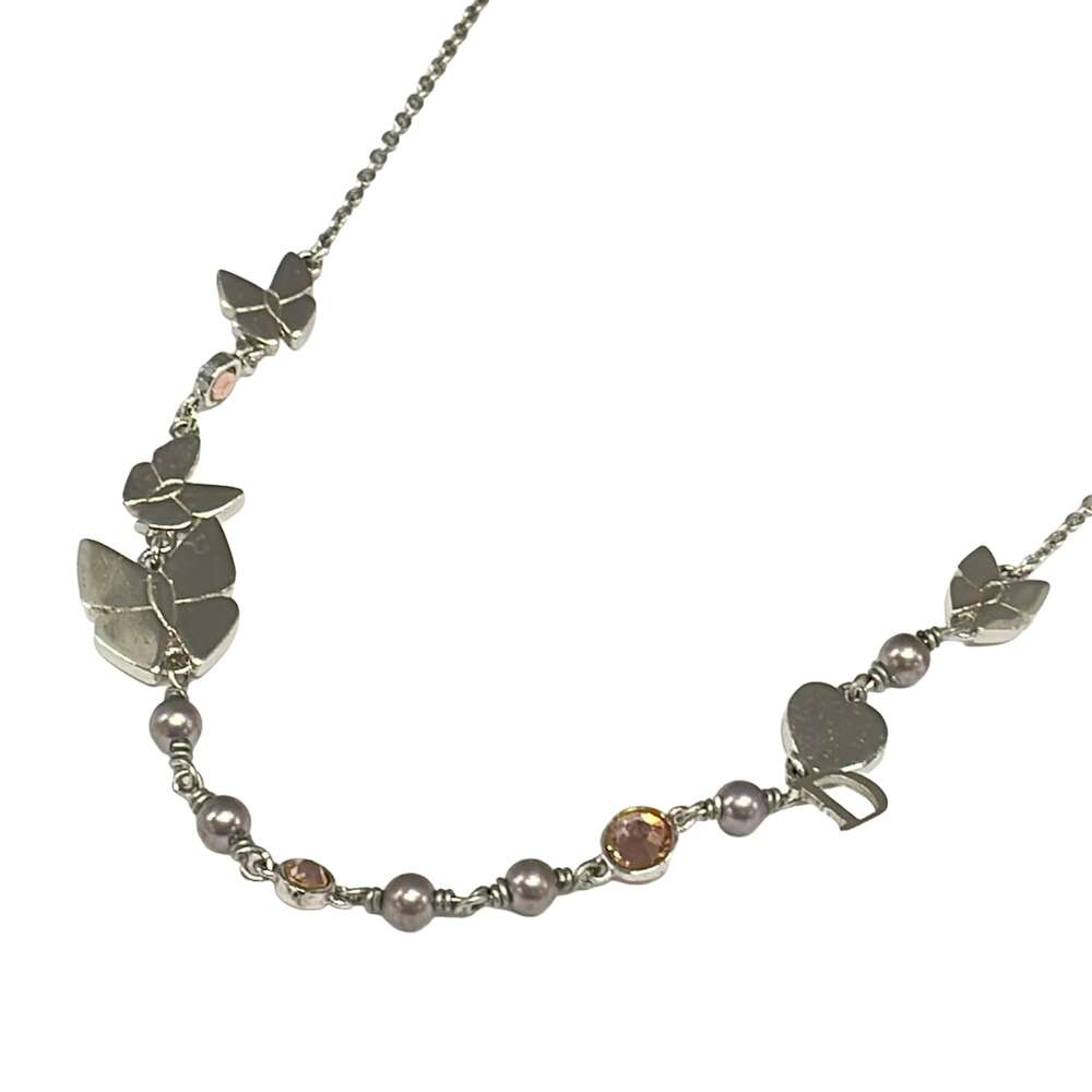 Christian Dior Necklace Silver Pink